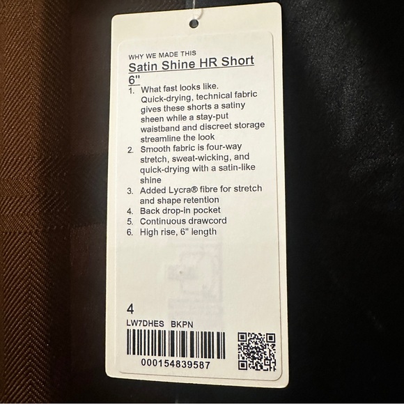 NWT Lululemon Satin Shine HR Short 6”-Size 4 in Blackened Pine reg $88 - Picture 8 of 10